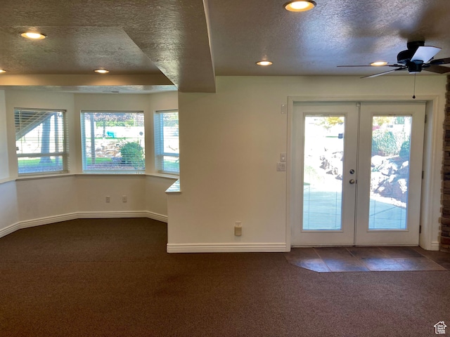 5046 W 4250 S, West Haven, UT 84401 - doorway with a textured ceiling, french doors, carpet flooring, and baseboards
