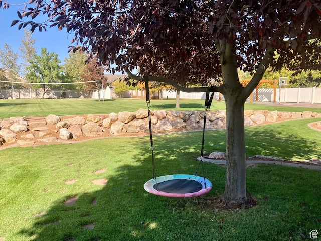 5046 W 4250 S, West Haven, UT 84401 - view of yard featuring fence and volleyball court
