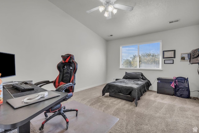 83 N 380 W, Orem, UT 84057 - carpeted bedroom featuring baseboards, a ceiling fan, vaulted ceiling, and visible vents