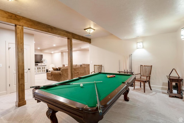 10569 S Covered Bridge Dr, Spanish Fork, UT 84660 - recreation room with carpet, billiards table, baseboards, and recessed lighting