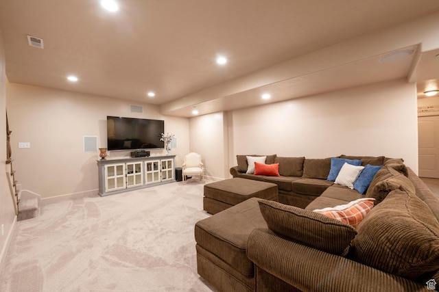 10569 S Covered Bridge Dr, Spanish Fork, UT 84660 - living room with light carpet, baseboards, and recessed lighting