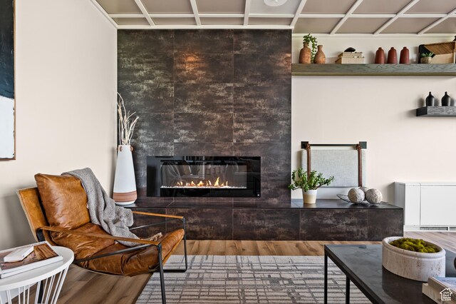 875 S Donner Way E Unit 111, Salt Lake City, UT 84108 - living room with a fireplace and wood finished floors