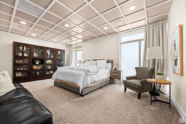 875 S Donner Way E Unit 111, Salt Lake City, UT 84108 - carpeted bedroom with coffered ceiling, recessed lighting, and baseboards