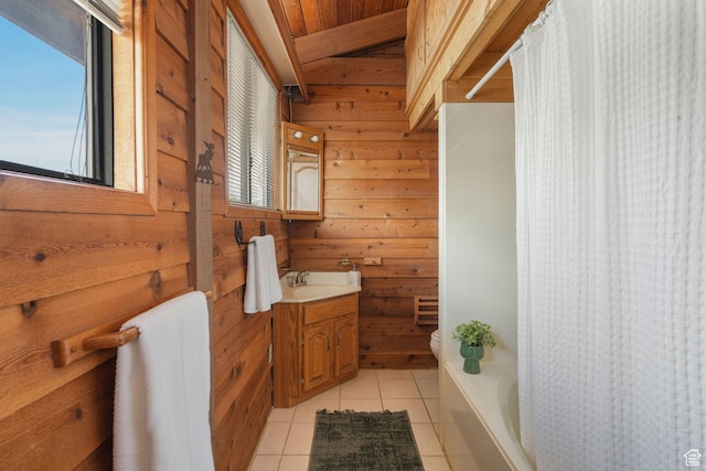 3640 E Aurora Cir, Salt Lake City, UT 84124 - full bath featuring wood walls, vanity, toilet, and tile patterned floors