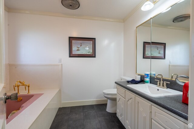 452 S 100 W, Salina, UT 84654 - full bath with a washtub, crown molding, vanity, baseboards, and toilet