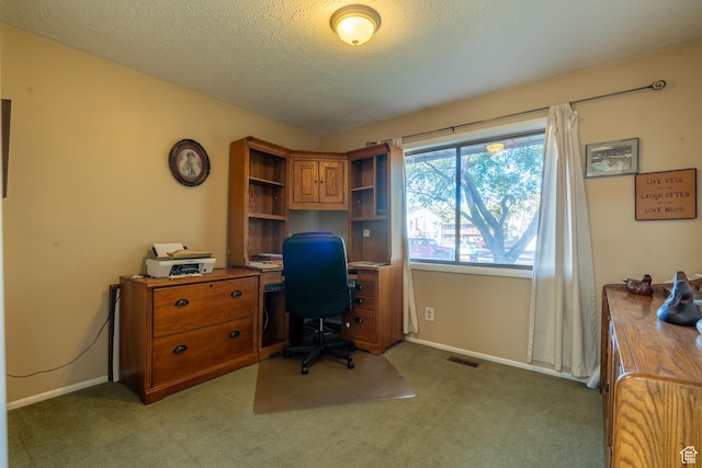 452 S 100 W, Salina, UT 84654 - home office featuring baseboards, light carpet, a textured ceiling, and visible vents