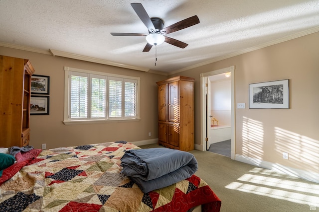 452 S 100 W, Salina, UT 84654 - bedroom featuring crown molding, carpet flooring, connected bathroom, and ceiling fan