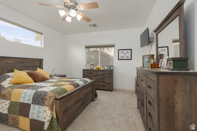 2331 S 675 W, Hurricane, UT 84737 - bedroom featuring light carpet, multiple windows, and ceiling fan