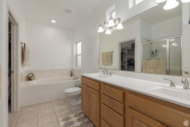 2331 S 675 W, Hurricane, UT 84737 - full bathroom with vanity, independent shower and bath, toilet, and tile patterned flooring
