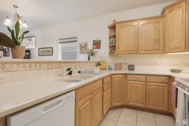 2331 S 675 W, Hurricane, UT 84737 - kitchen featuring backsplash, dishwasher, range, light tile patterned flooring, and sink