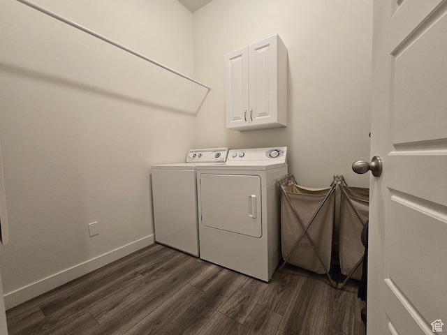 697 N 3275 W, Layton, UT 84041 - laundry room featuring dark wood-style flooring, washing machine and dryer, and cabinet space