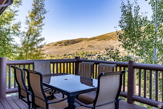 3126 Lower Saddleback Rd, Park City, UT 84098 - wooden deck with outdoor dining space and a mountain view