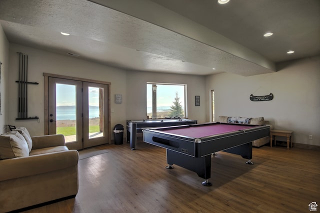 21 Gentle Ben Cir, Fish Haven, ID 83287 - recreation room featuring a textured ceiling, pool table, hardwood / wood-style flooring, and plenty of natural light