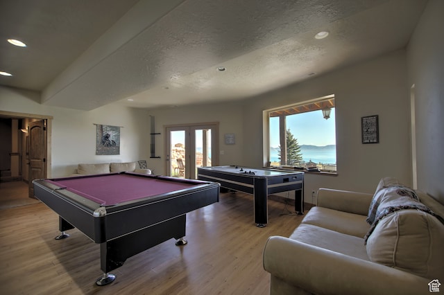 21 Gentle Ben Cir, Fish Haven, ID 83287 - game room featuring a textured ceiling, billiards, and light wood-type flooring