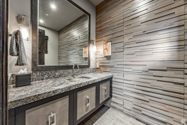 1159 Snow Berry St, Park City, UT 84098 - bathroom with backsplash, vanity, and recessed lighting