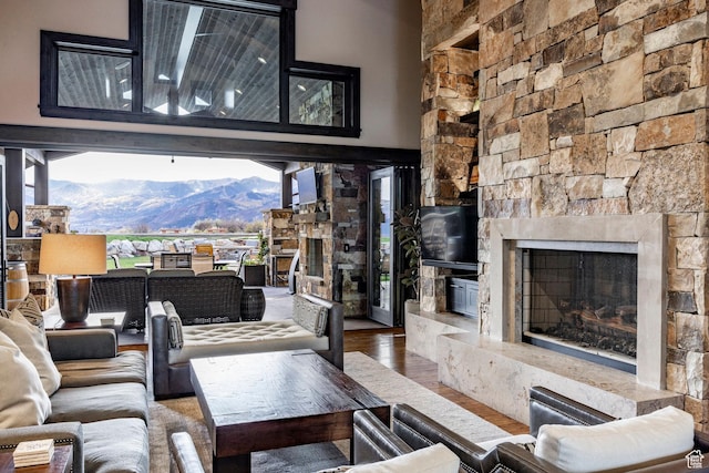 1159 Snow Berry St, Park City, UT 84098 - living room with a wealth of natural light, a fireplace, and wood finished floors