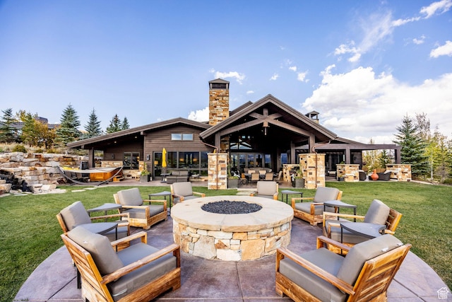 1159 Snow Berry St, Park City, UT 84098 - view of patio with an outdoor living space with a fire pit
