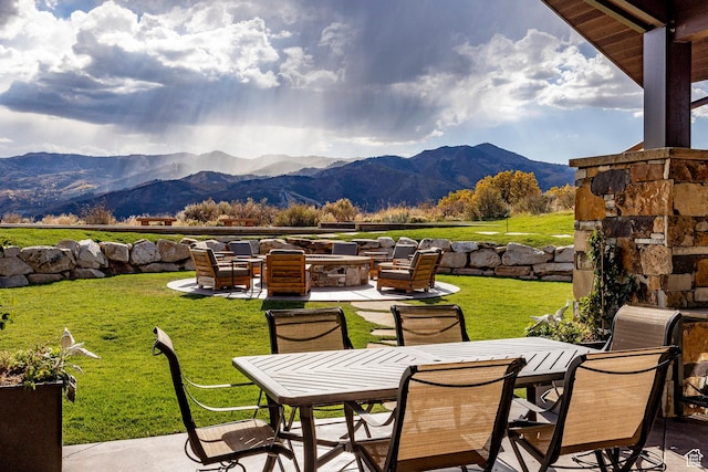 1159 Snow Berry St, Park City, UT 84098 - view of patio featuring outdoor dining space and a mountain view