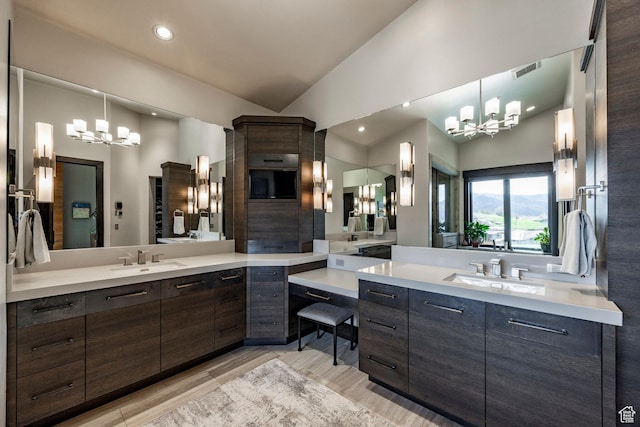 1159 Snow Berry St, Park City, UT 84098 - full bathroom with a chandelier, visible vents, and a sink