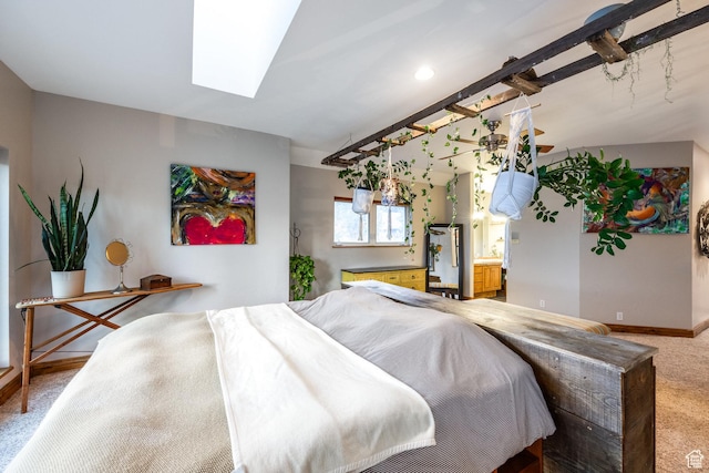 105 Paradise Rd, Summit Park, UT 84098 - carpeted bedroom featuring a skylight, baseboards, and connected bathroom