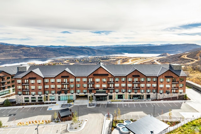 drone / aerial view with a mountain view
