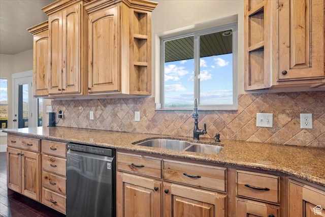 51 E Magellan Ln, Elk Ridge, UT 84651 - kitchen with dishwasher, a sink, open shelves, and healthy amount of natural light