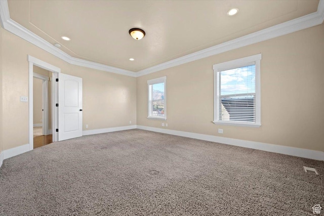 51 E Magellan Ln, Elk Ridge, UT 84651 - unfurnished room featuring ornamental molding, carpet, baseboards, and recessed lighting
