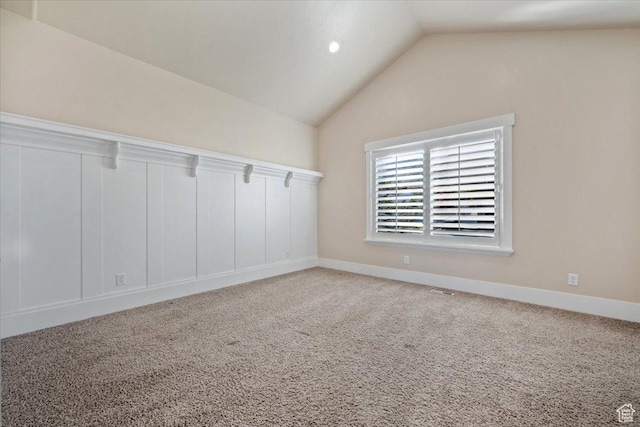 51 E Magellan Ln, Elk Ridge, UT 84651 - carpeted empty room featuring vaulted ceiling and recessed lighting