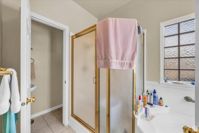 540 E Pintura Dr, Bloomington, UT 84790 - full bath featuring a stall shower, tile patterned flooring, plenty of natural light, and a bath