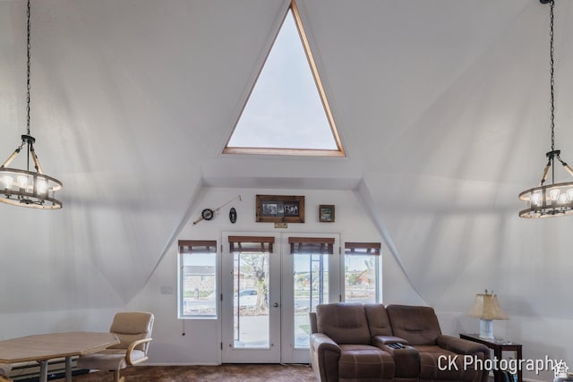 690 E 500 S, Fillmore, UT 84631 - carpeted living area with a chandelier and french doors