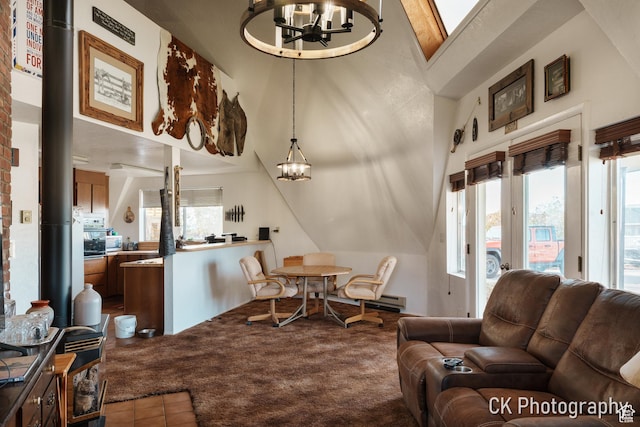 690 E 500 S, Fillmore, UT 84631 - living room with a chandelier, carpet, and a high ceiling