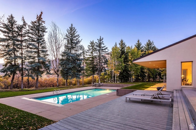 671 N Freeze Creek Cir, Emigration Canyon, UT 84108 - outdoor pool featuring view of wooded area
