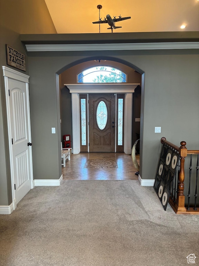 5020 W Haven Rd, West Haven, UT 84401 - carpeted entrance foyer featuring arched walkways and baseboards