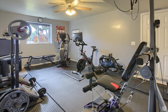 3937 N Patio Springs Dr, Eden, UT 84310 - exercise room with ceiling fan