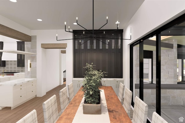 2121 E Flat Top Mountain Dr Unit 727, Heber City, UT 84032 - dining area featuring a notable chandelier and light wood-type flooring
