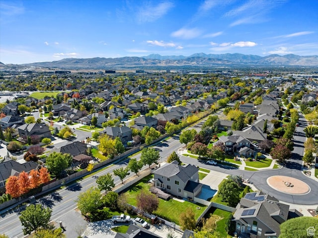 bird's eye view with a mountain view