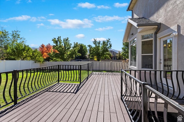 deck with a lawn