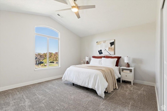 13133 S Crystal Springs Dr, Draper, UT 84020 - carpeted bedroom featuring lofted ceiling, baseboards, and a ceiling fan