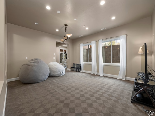 interior space featuring carpet flooring
