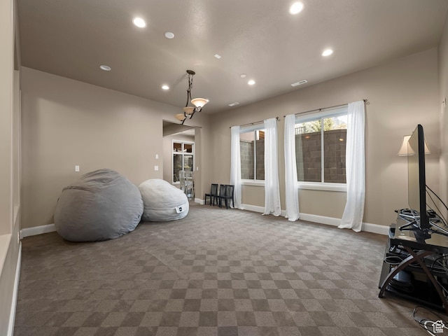 1212 N Heritage Cir, Alpine, UT 84004 - living area with dark colored carpet and recessed lighting