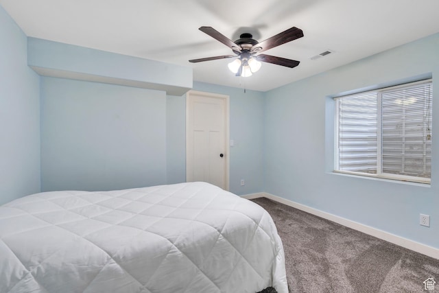 4489 W Milford Dr, South Jordan, UT 84009 - bedroom featuring carpet floors, baseboards, ceiling fan, and visible vents