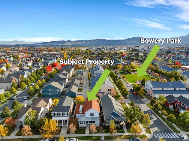 4489 W Milford Dr, South Jordan, UT 84009 - birds eye view of property featuring a mountain view and a residential view