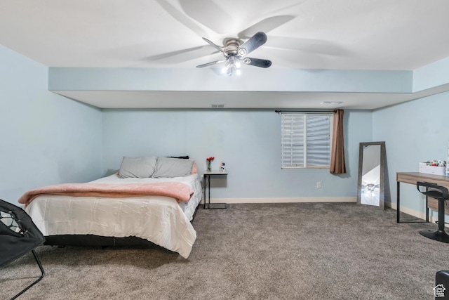 4489 W Milford Dr, South Jordan, UT 84009 - bedroom with carpet floors, a ceiling fan, baseboards, and visible vents