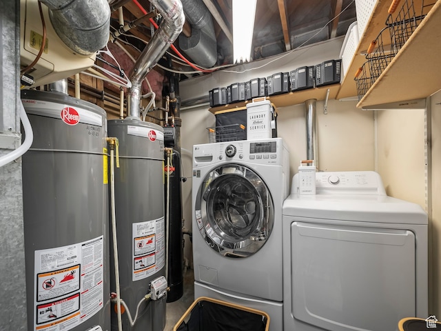1975 E Gunderson Ln S, Holladay, UT 84124 - washroom with water heater and washer and dryer