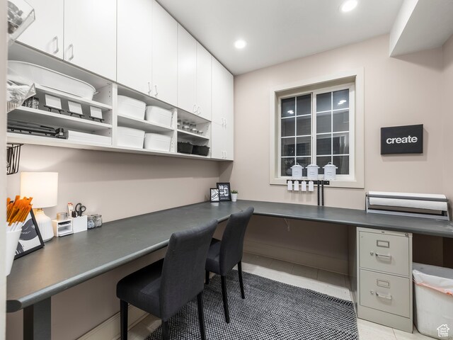 1975 E Gunderson Ln S, Holladay, UT 84124 - home office featuring light tile patterned flooring and built in desk