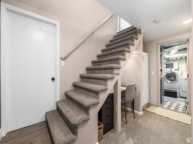 1975 E Gunderson Ln S, Holladay, UT 84124 - stairway with washing machine and dryer and wood-type flooring
