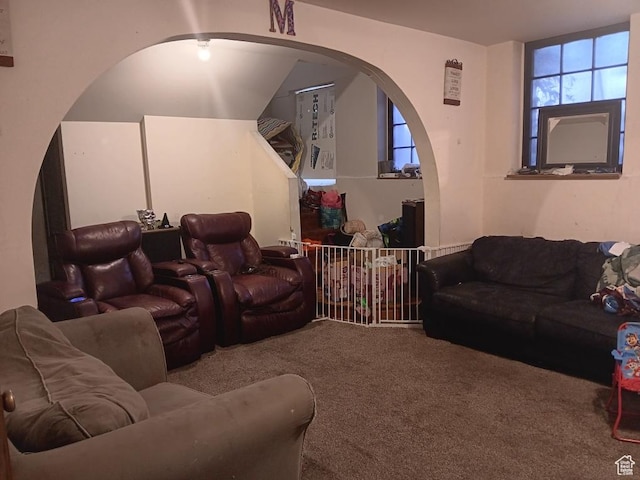 50 W 100 N, Salina, UT 84654 - home theater with carpet flooring and arched walkways