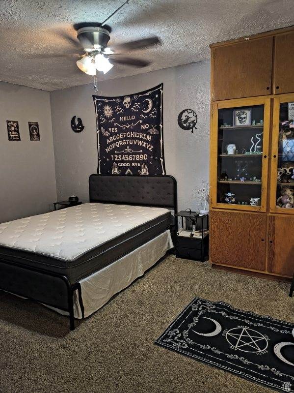 50 W 100 N, Salina, UT 84654 - carpeted bedroom featuring a ceiling fan and a textured ceiling