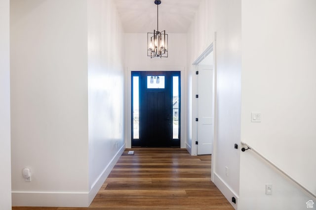 104 S 950 E, Hyde Park, UT 84318 - foyer featuring wood finished floors, a chandelier, and baseboards