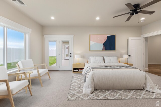 447 S 580 W, Providence, UT 84332 - bedroom featuring access to exterior, multiple windows, recessed lighting, and ceiling fan